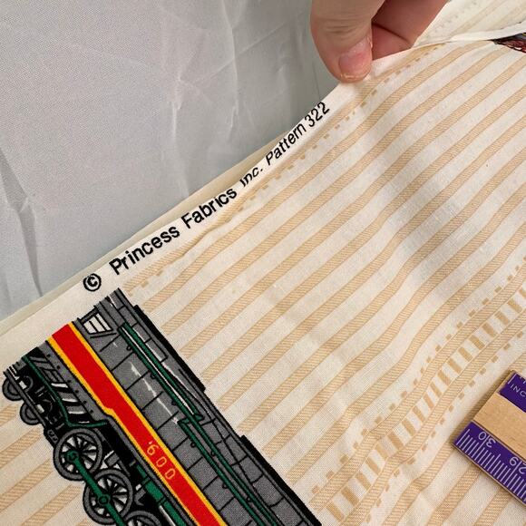 Vintage train fabric Princess fabric inc. Cotton fabric by the yard railroad - Picture 3 of 8